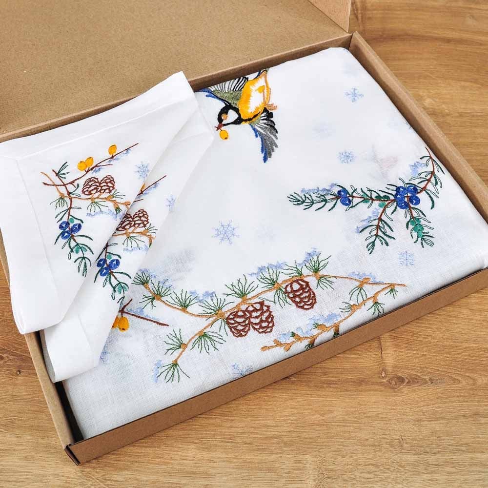 Tabletop 240 CM First Snow - Ukrainian Embroidered Tablecloth & Table Runners