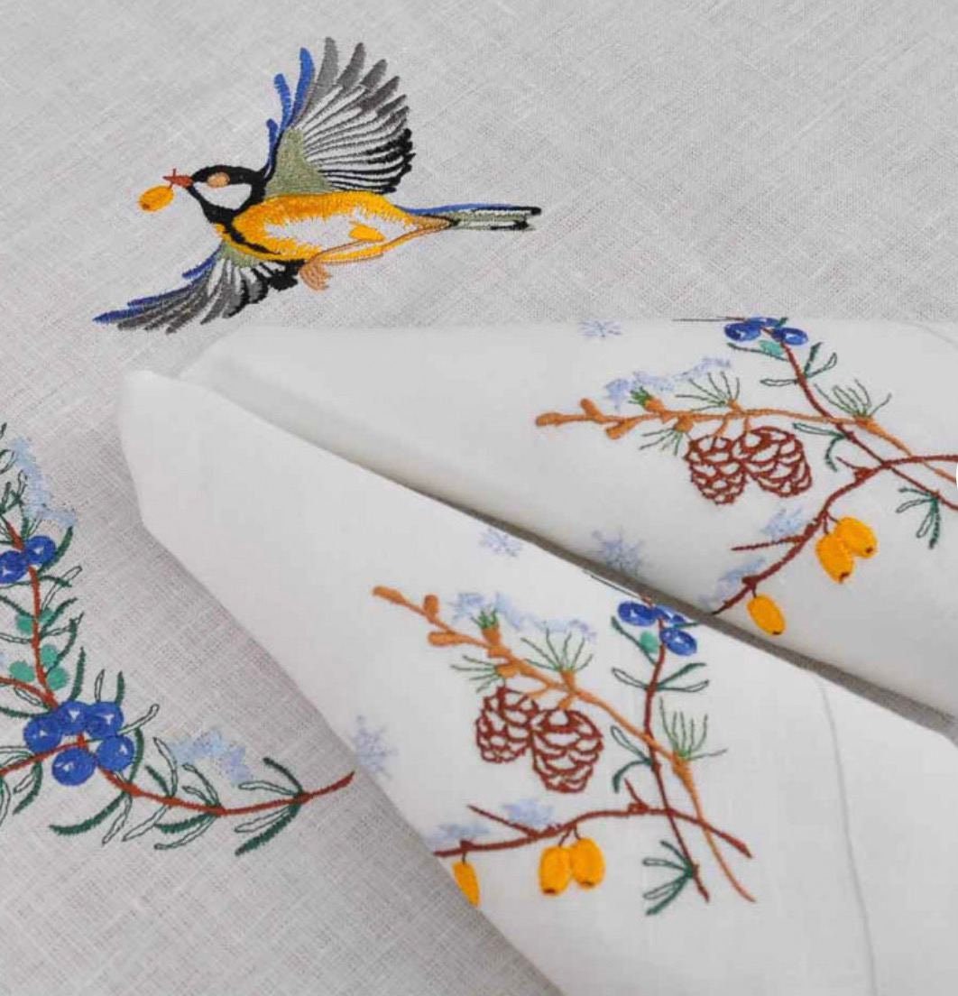 Embroidered Ukrainian Napkins - First Snow Design, 40x40 CM