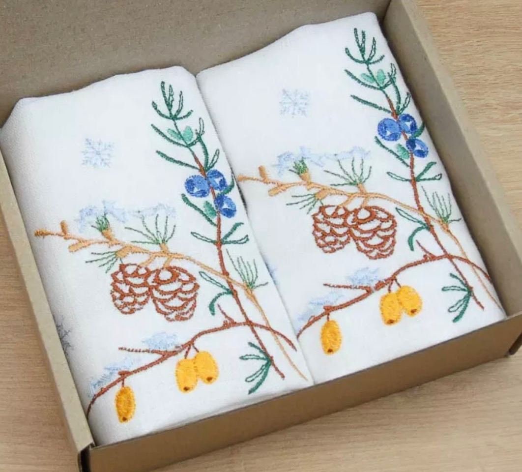 Embroidered Ukrainian Napkins - First Snow Design, 40x40 CM