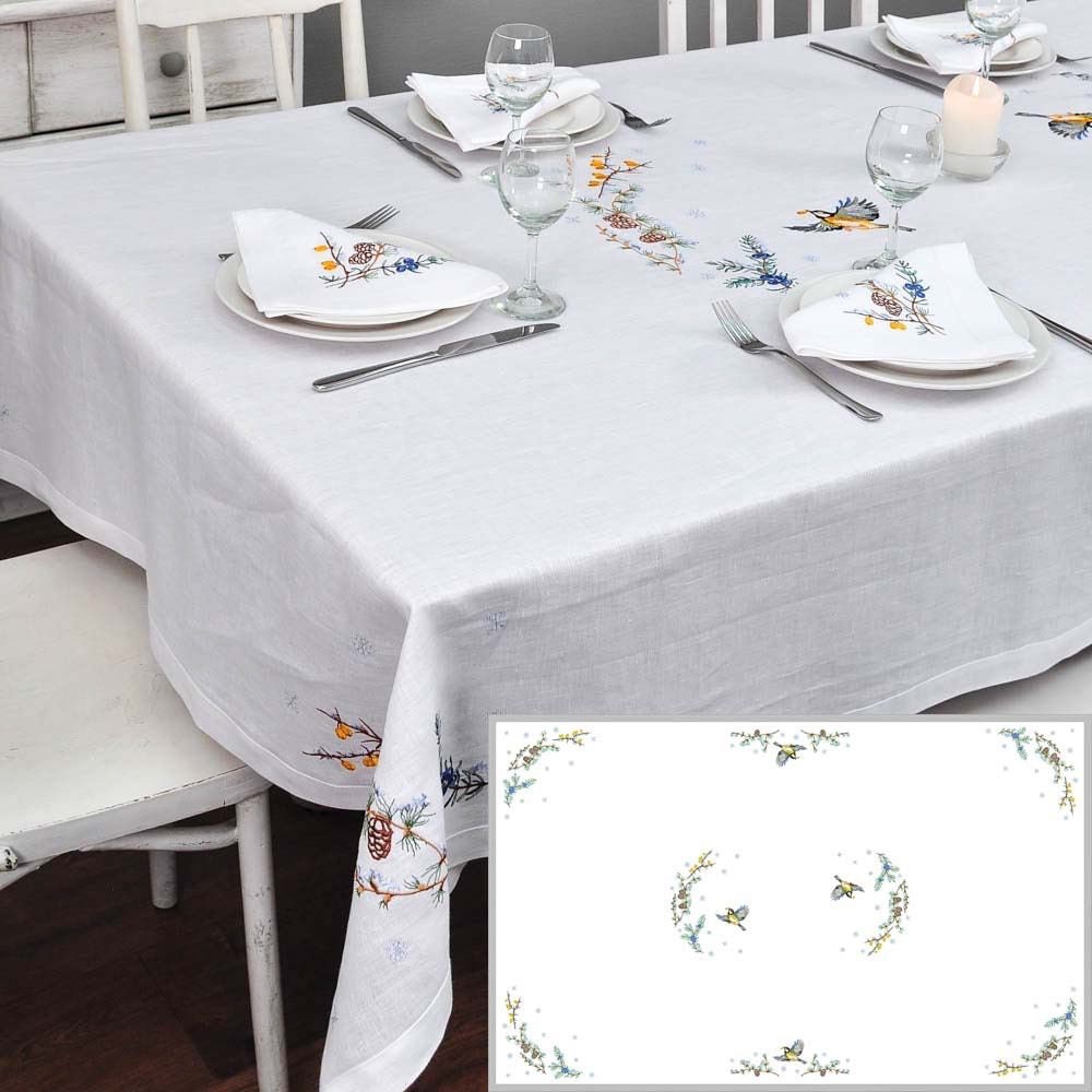 Tabletop 240 CM First Snow - Ukrainian Embroidered Tablecloth & Table Runners