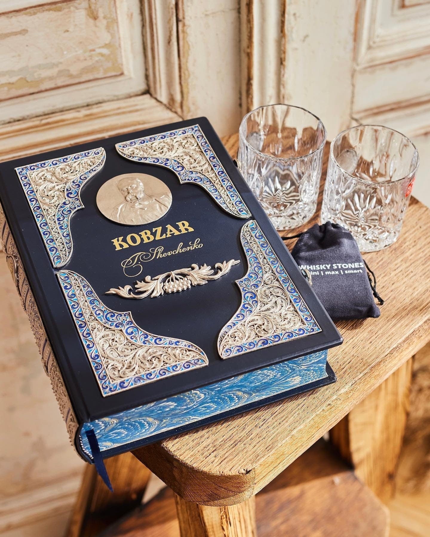 Book Kobzar by Taras Shevchenko - Handmade English Edition with Gilding and Silvering