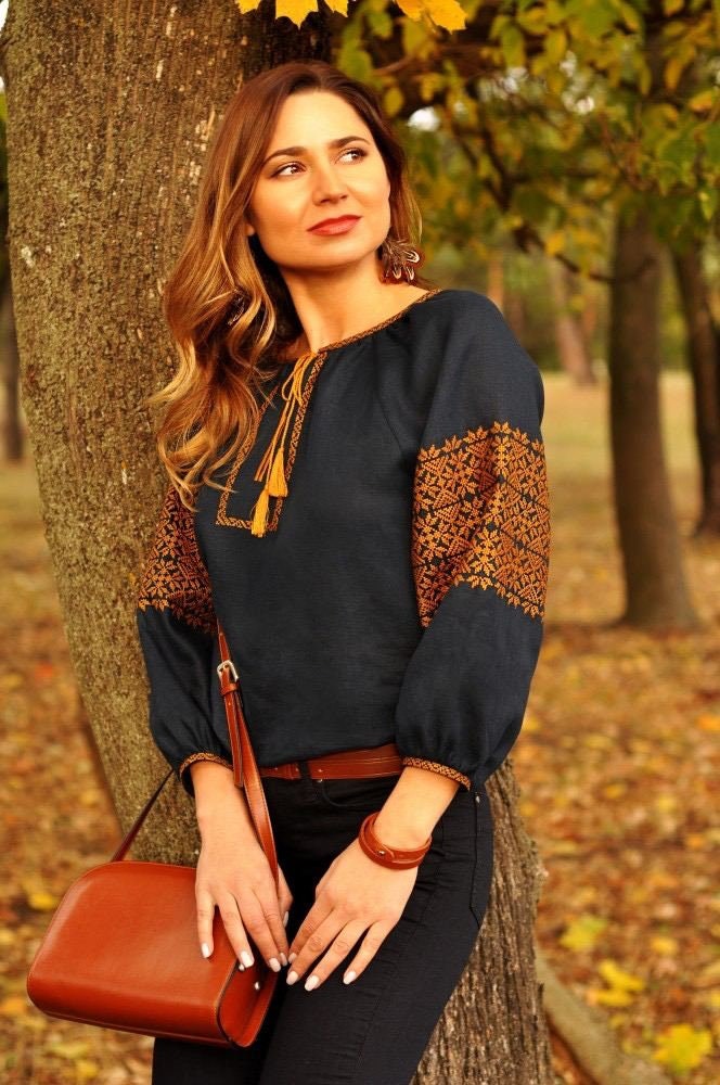 Ukrainian Vyshyvanka Blouse - Embroidered Bohemian Ethnic Shirt