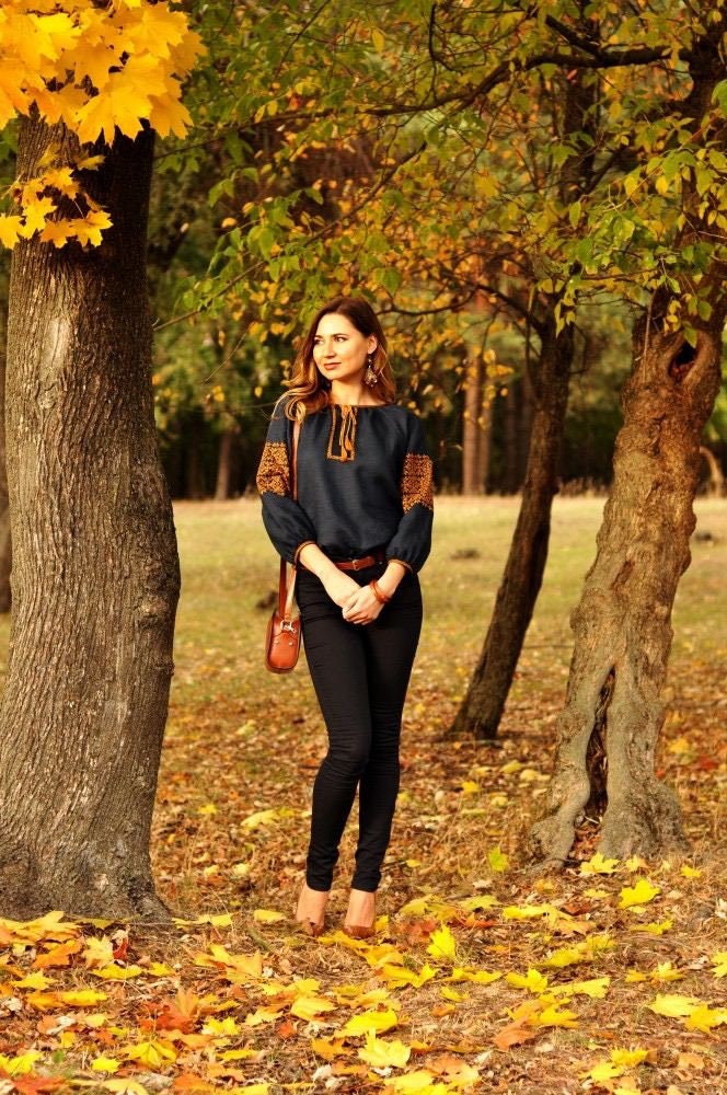 Ukrainian Vyshyvanka Blouse - Embroidered Bohemian Ethnic Shirt