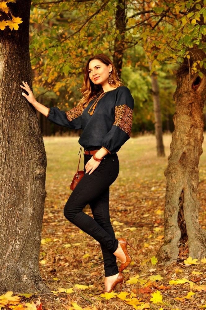 Ukrainian Vyshyvanka Blouse - Embroidered Bohemian Ethnic Shirt