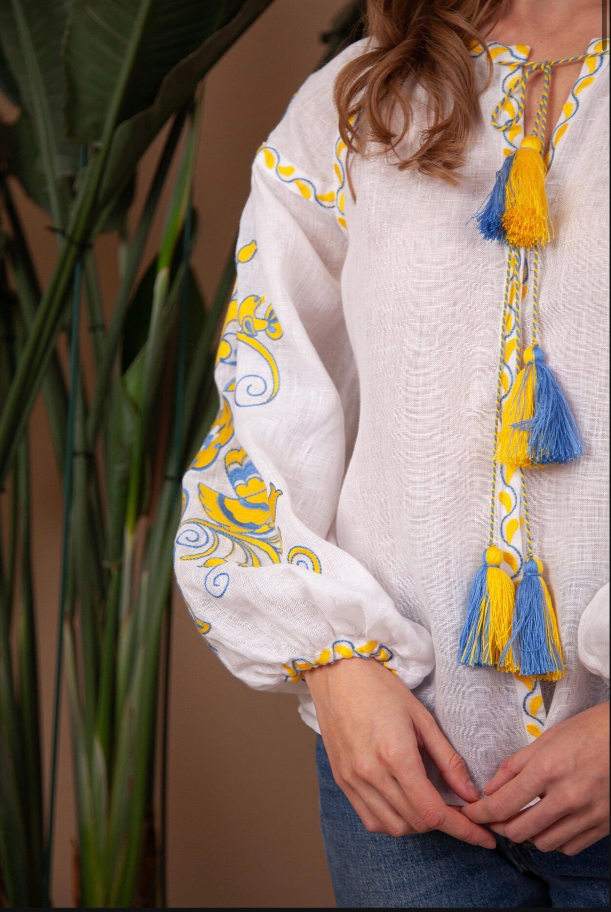 2024 White Embroidered Ukrainian Vyshyvanka Blouse for Women - Folk Easter Style