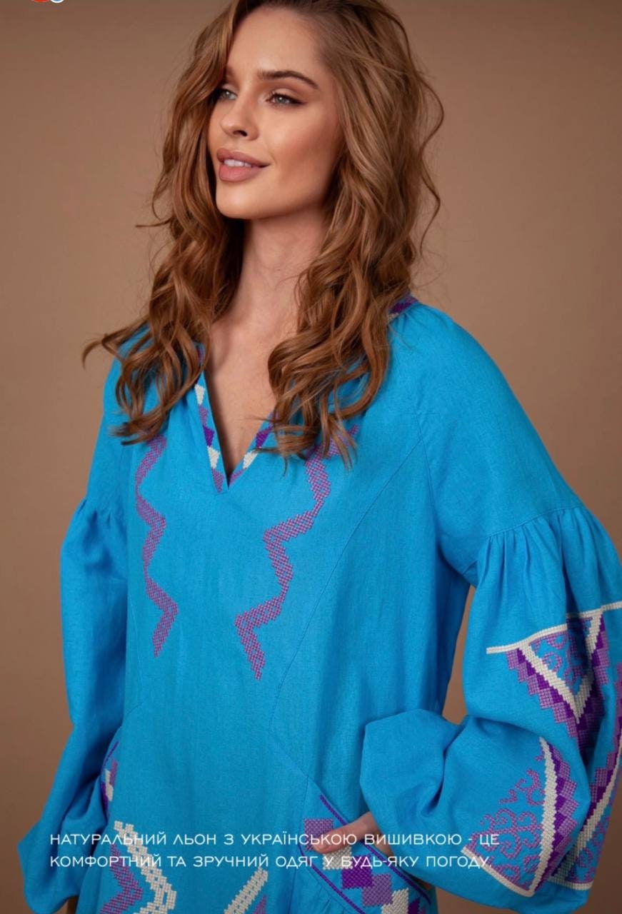 Ukrainian Vyshyvanka Linen Embroidered Wedding Dress for Women