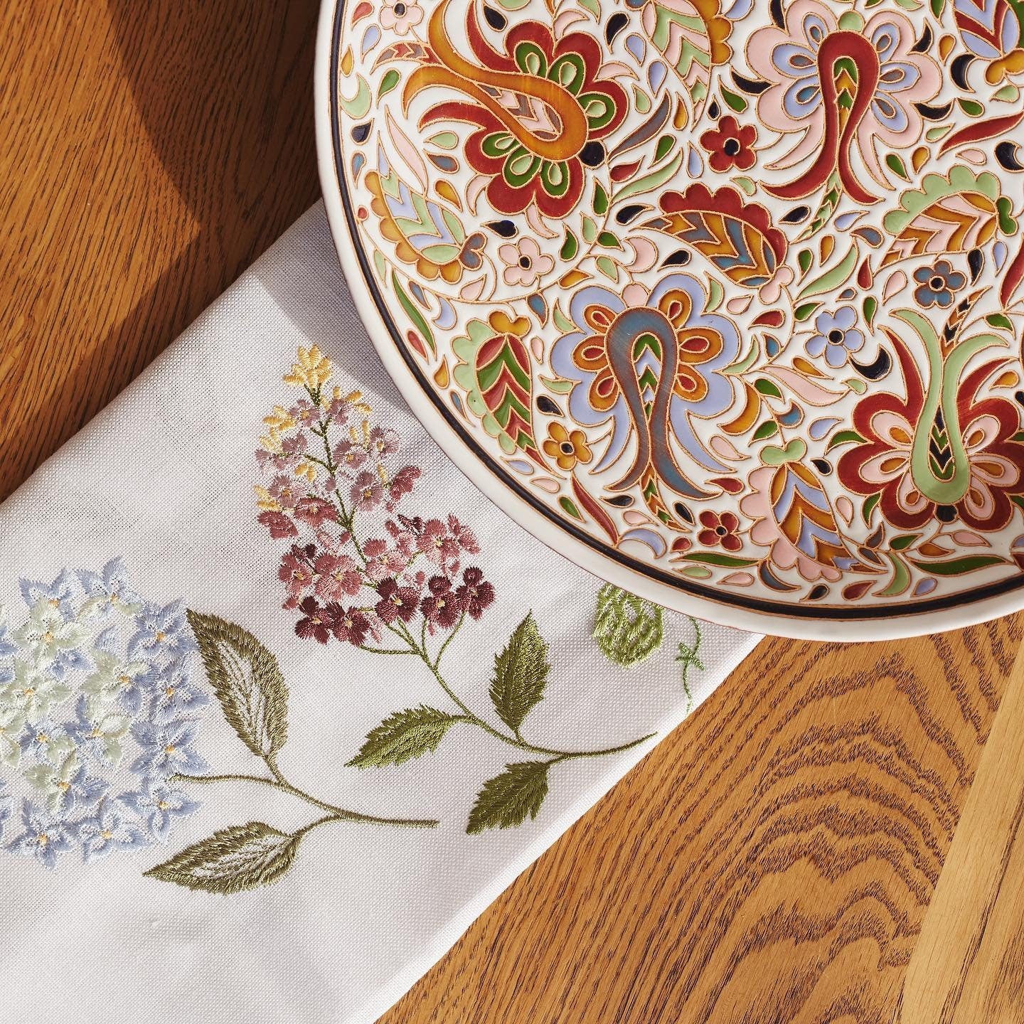 Embroidered Hydrangea Napkins Set 40x40 cm - Ukrainian Table Decor