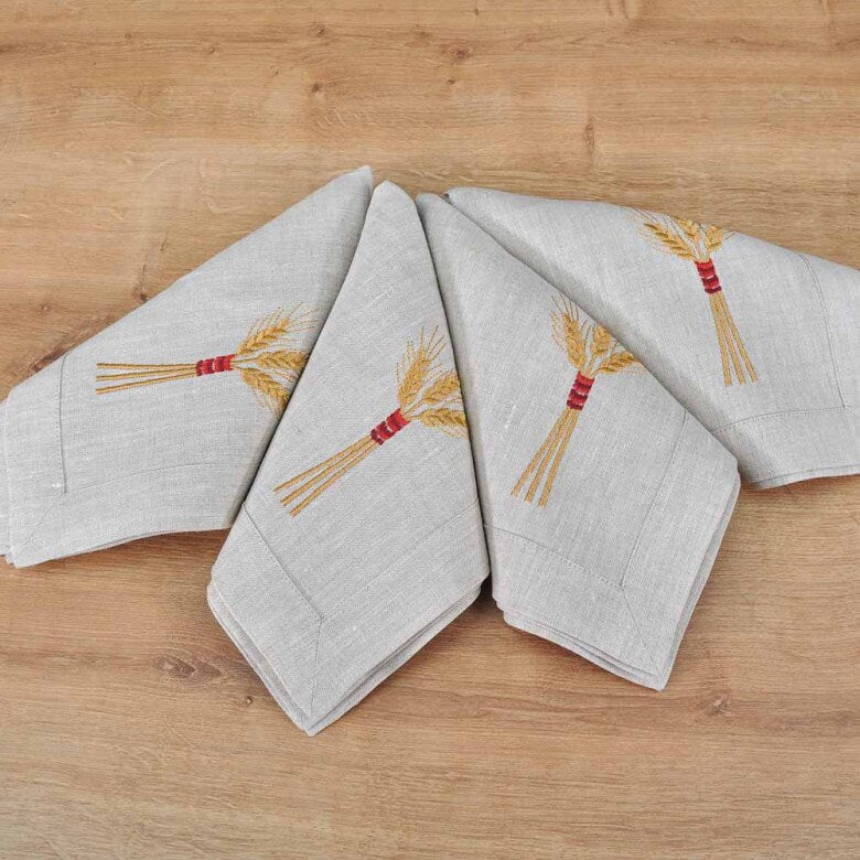 Embroidered Ukrainian Napkins "Didukh" 40x40 cm - Perfect for Easter