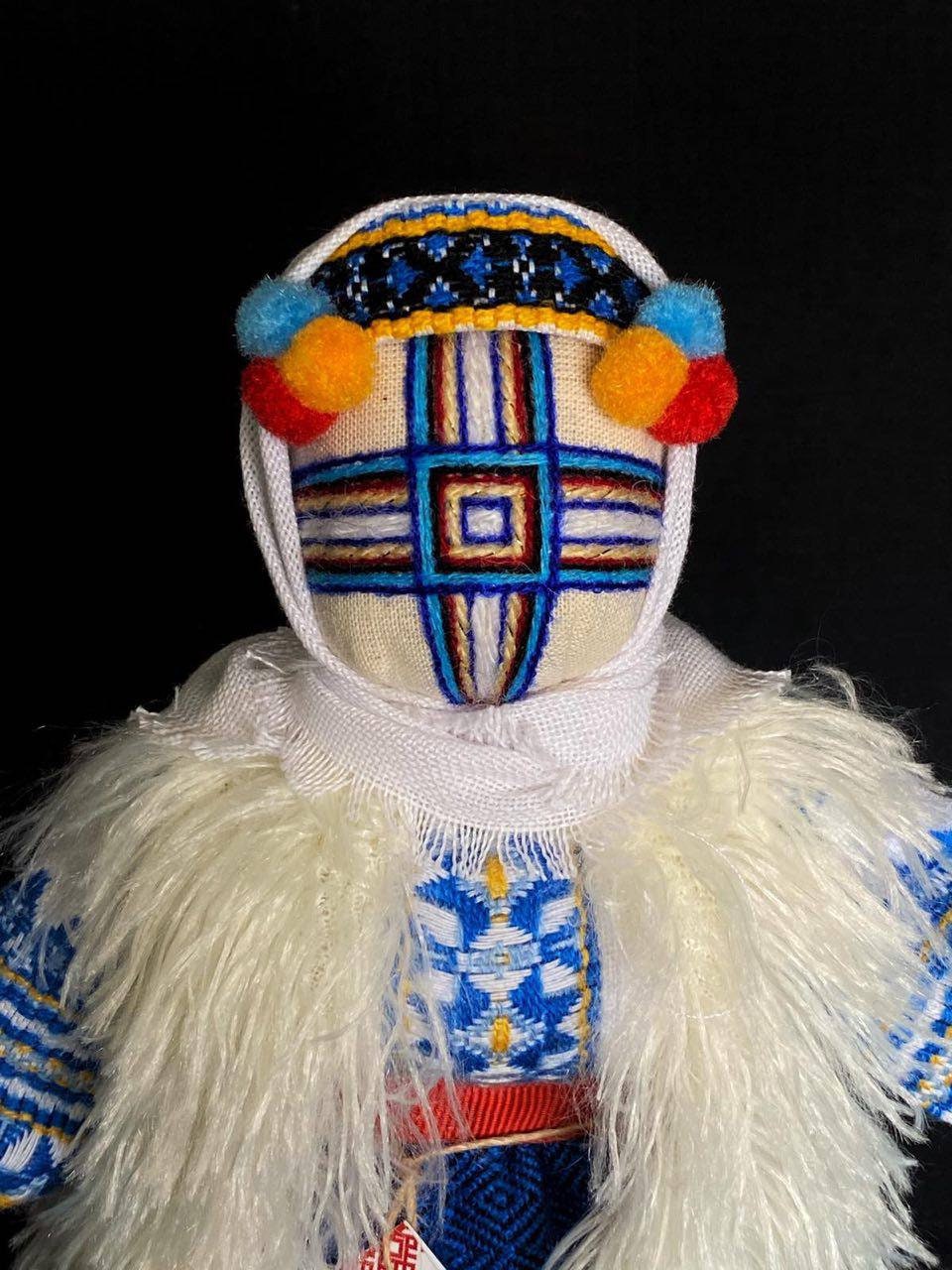 Unique Motanka Doll "Christmas" Handmade on Wooden Stand - Home and Family Protector