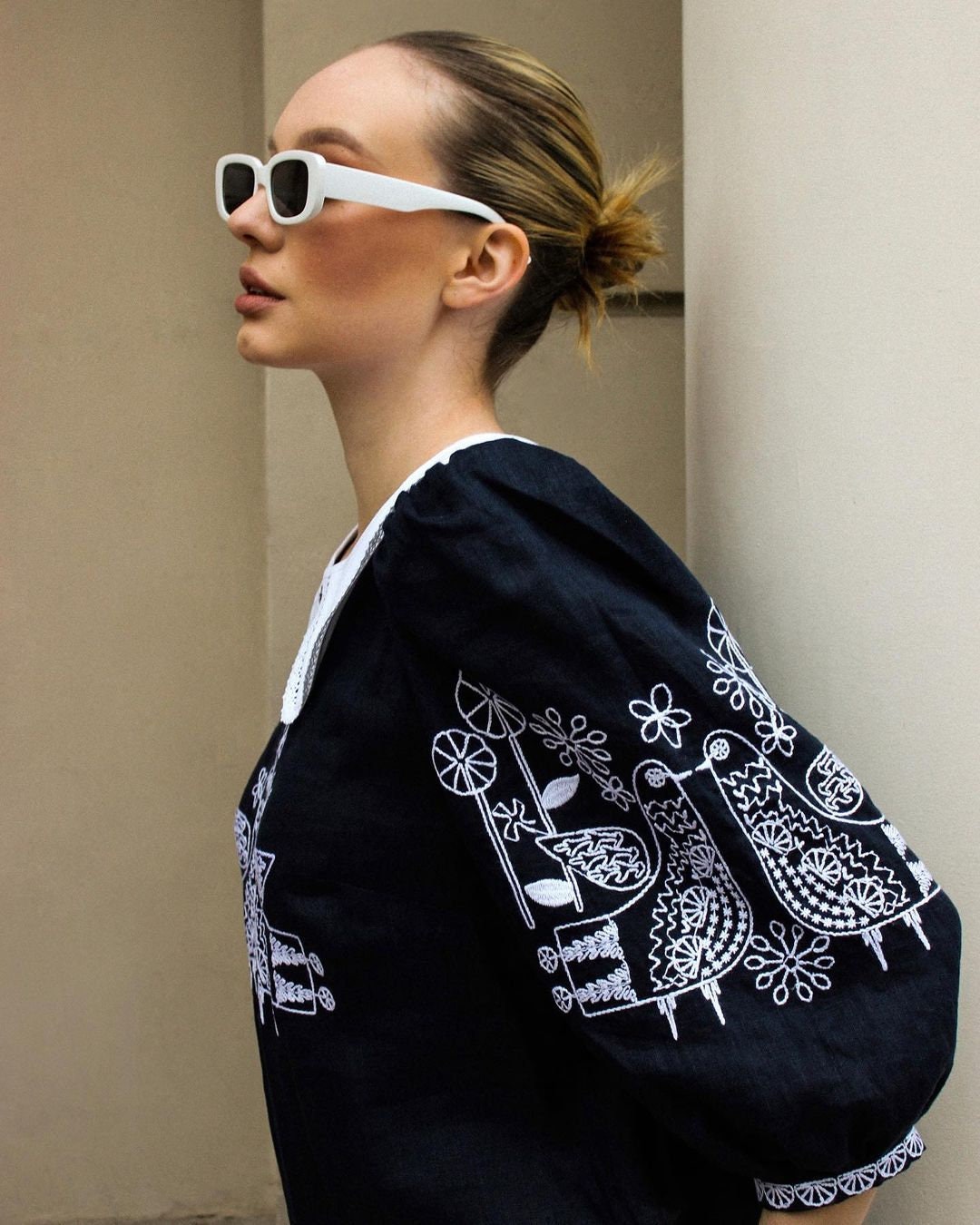 Stylish Ukrainian Embroidered Linen Boho Dress for Women