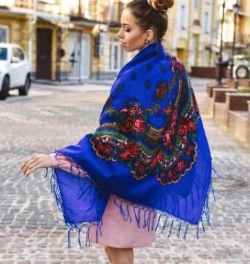 Traditional Ukrainian Shawl - Bohemian Floral Scarf for Women