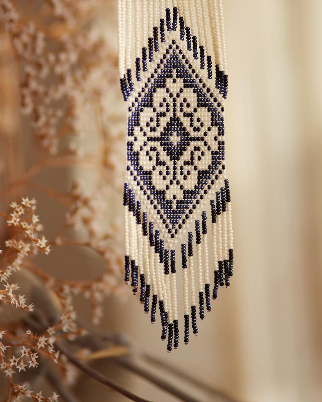 Milky Ukrainian Gerdan Necklace | Handmade Traditional Jewelry