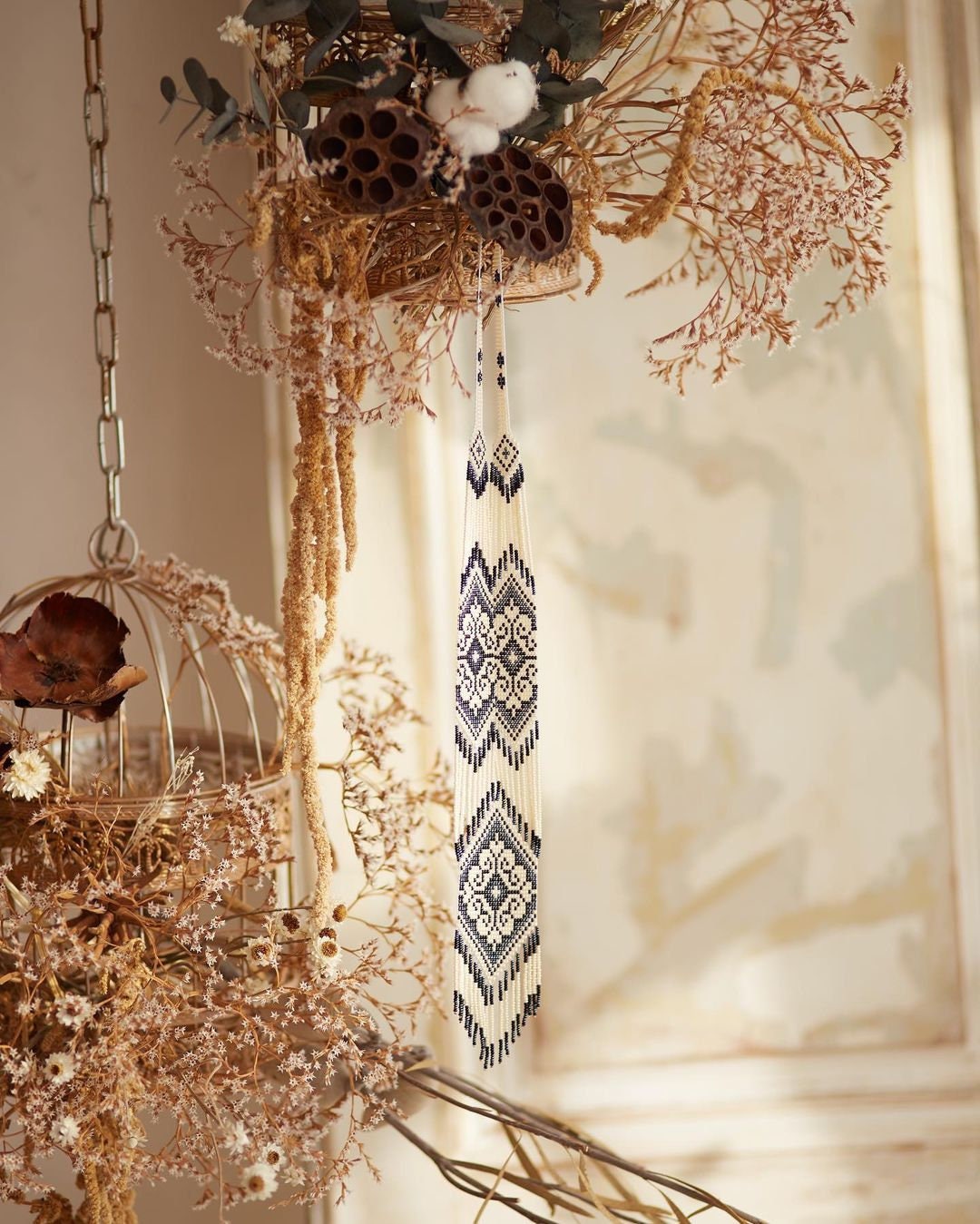 Milky Ukrainian Gerdan Necklace | Handmade Traditional Jewelry