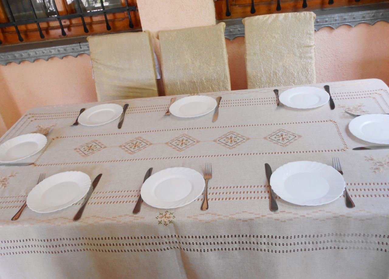 Handmade Ukrainian Embroidered Tablecloth 220x150 CM - Elegant Tradition