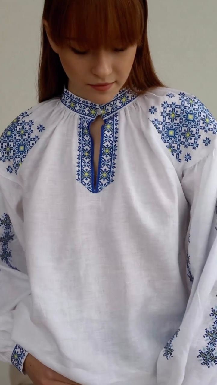 Ukrainian White Vyshyvanka Blouse - Embroidered Bohemian Ethnic Shirt