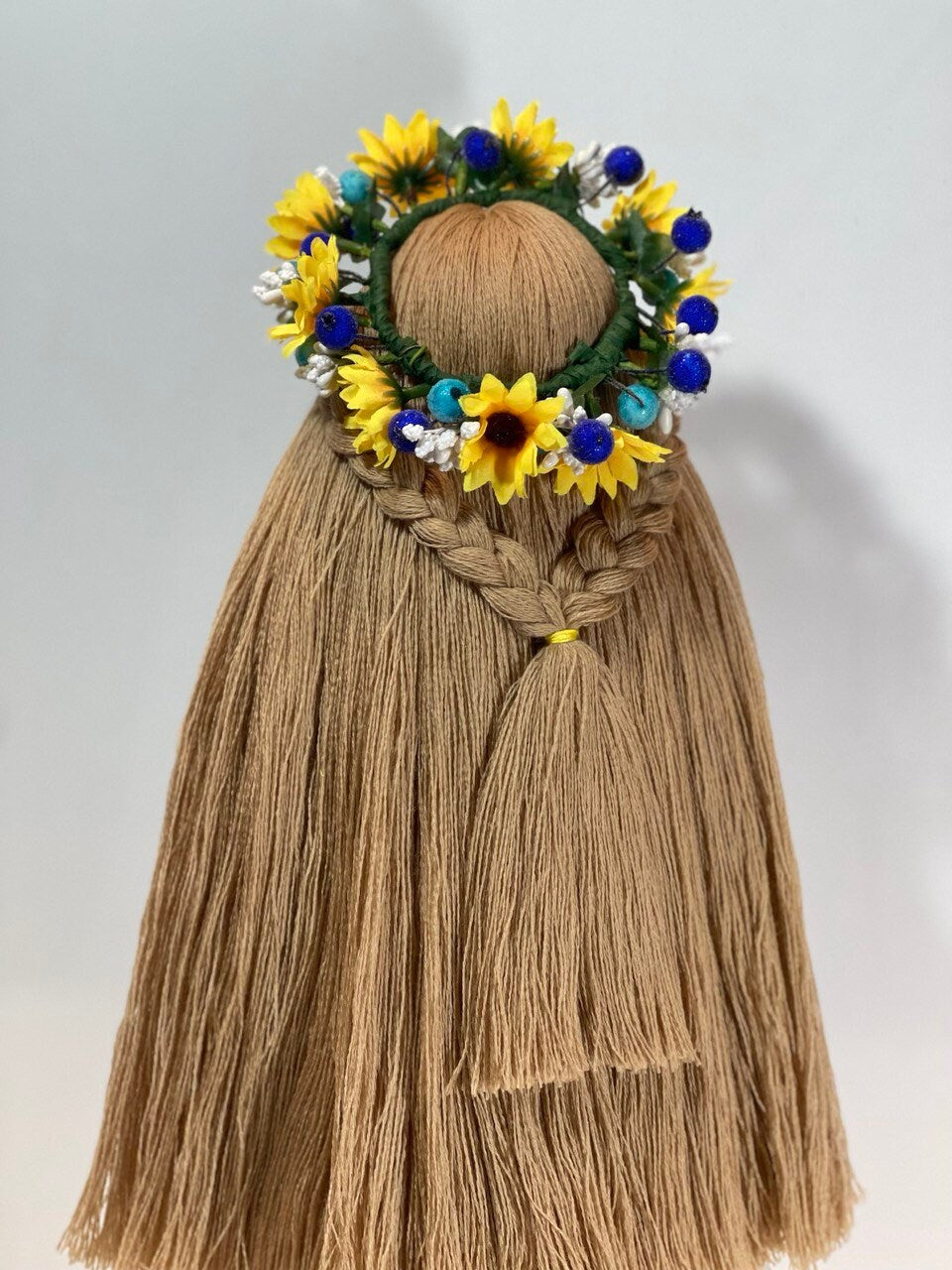 Unique Motanka Doll from Ukraine with Hand Embroidery on Wooden Stand - Perfect for Valentine's Day or Mother's Day