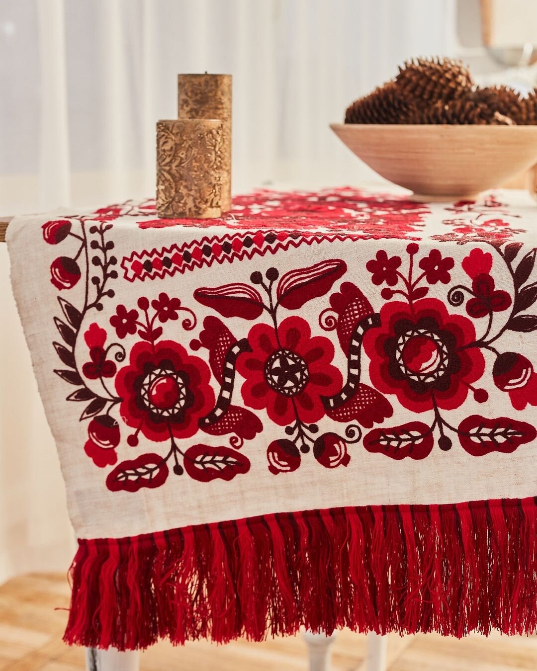 Ukrainian Embroidered Wedding Towel - Limited Edition Cross-Stitched Linen Towel