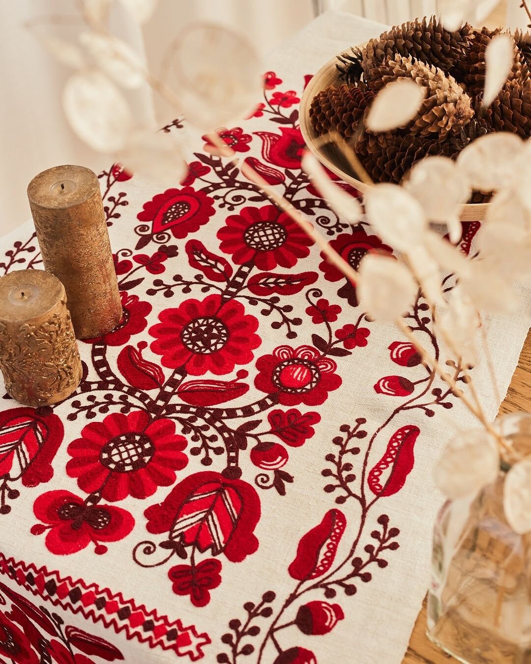 Ukrainian Embroidered Wedding Towel - Limited Edition Cross-Stitched Linen Towel