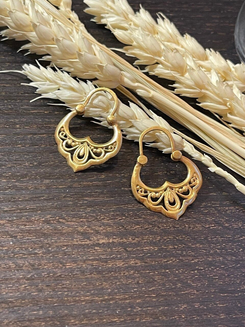 Ukrainian Antique Silver Gilt Earrings - Ethnic Jewelry
