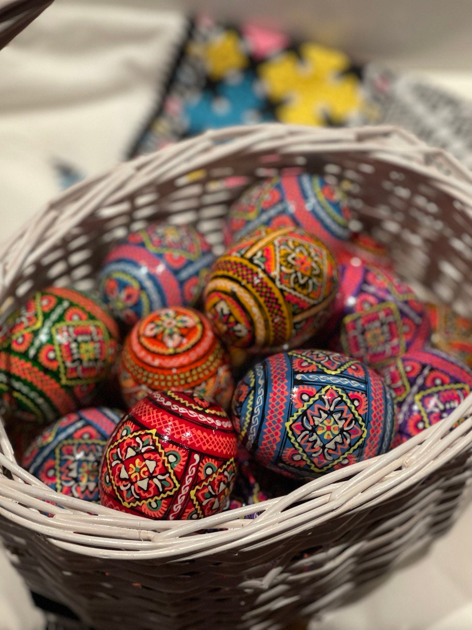 Easter Wooden Pysanky Eggs - Hand-Painted Ukrainian Ornaments