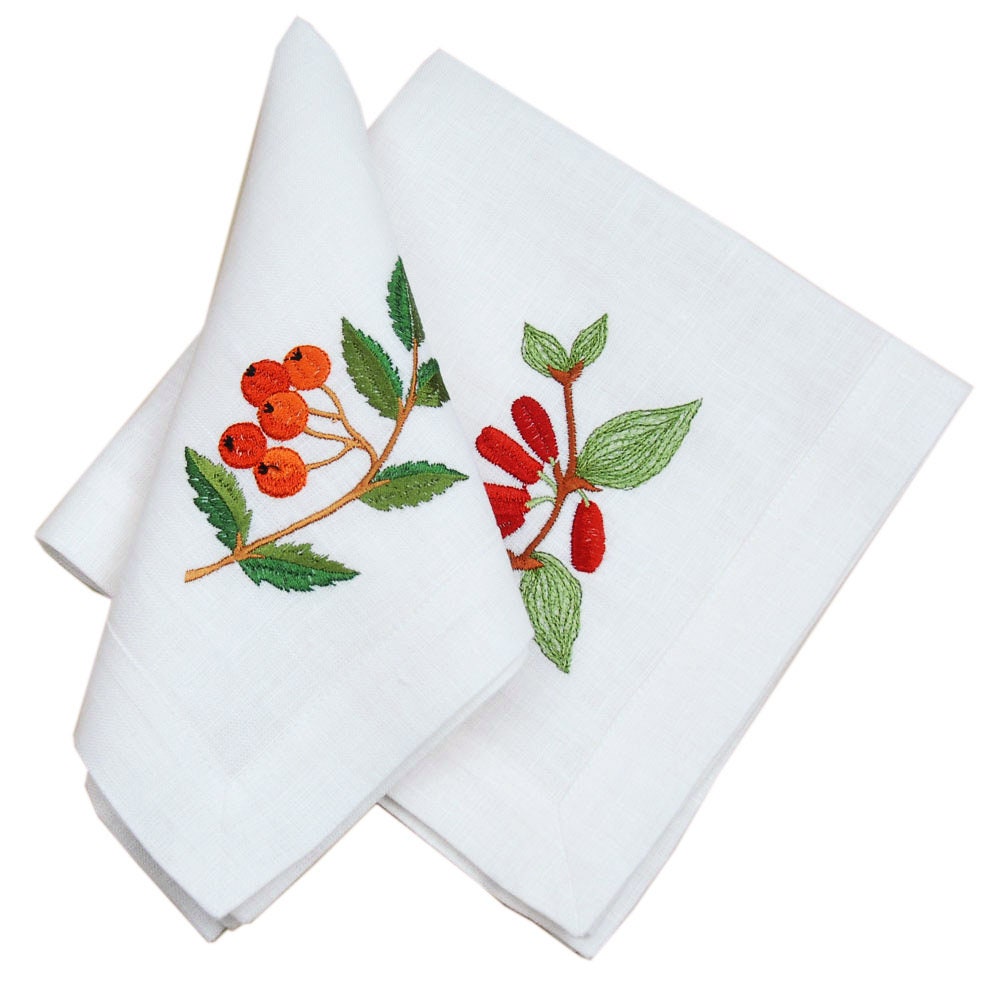 Rowan Dogwood Embroidered 2 Napkins Set - 40x40 cm Ukrainian