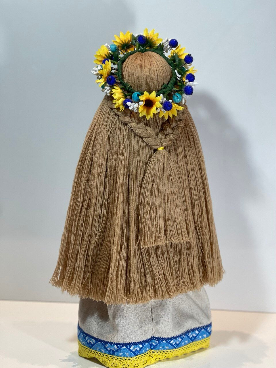 Unique Motanka Doll from Ukraine with Hand Embroidery on Wooden Stand - Perfect for Valentine's Day or Mother's Day