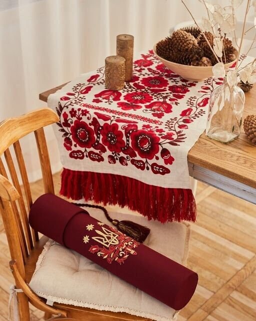 Ukrainian Embroidered Wedding Towel - Limited Edition Cross-Stitched Linen Towel