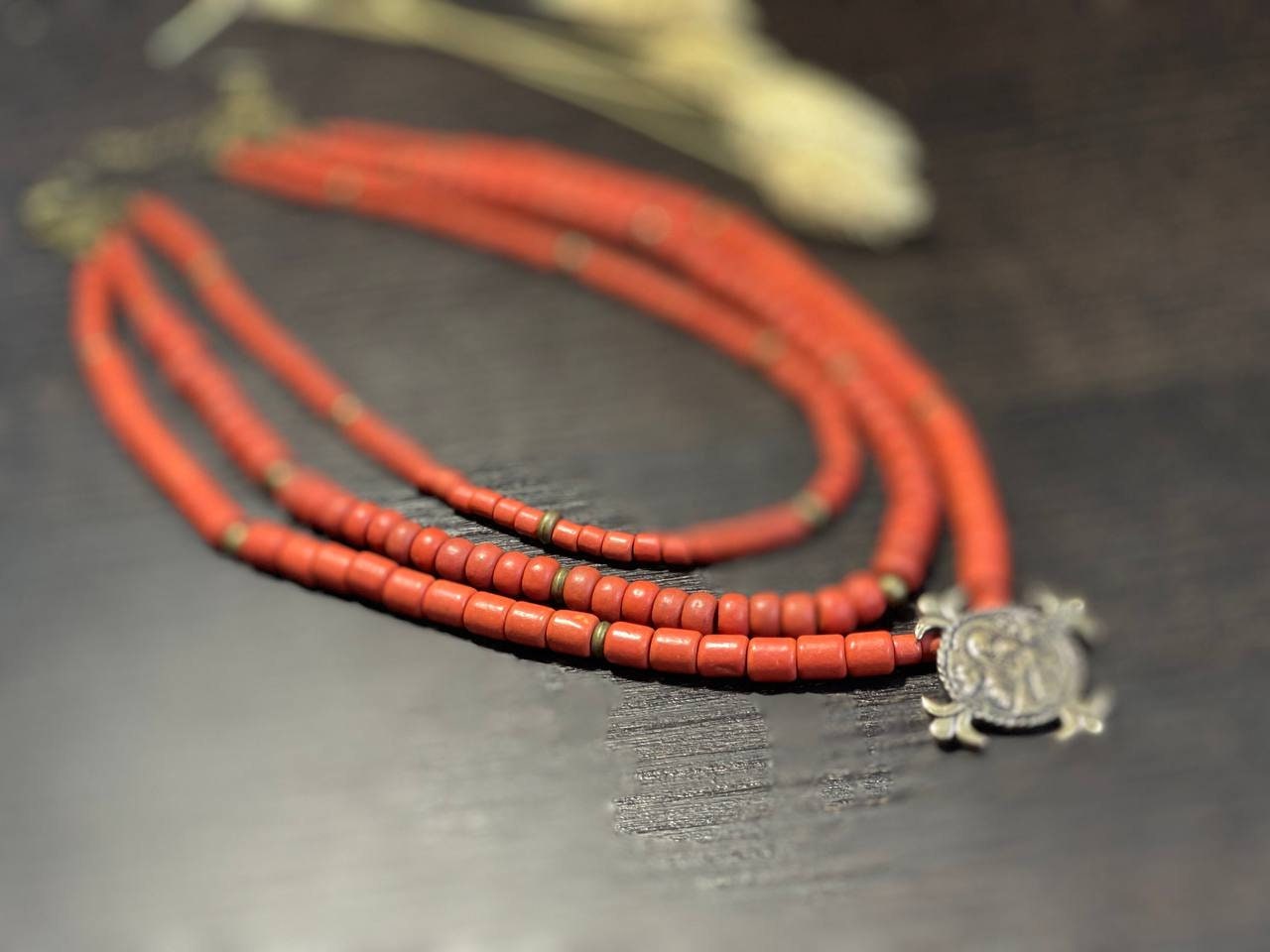 Ukrainian Traditional Mother of God Necklace - Handmade Brass & Kosiv Ceramic Pendant