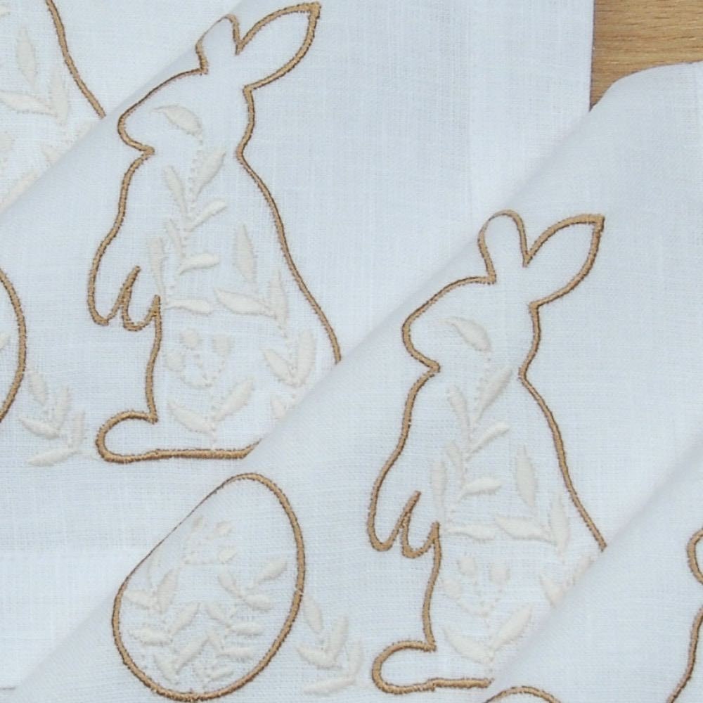 Easter Mood Rabbit Embroidery Napkins - 40x40 cm Ukrainian Table Decor
