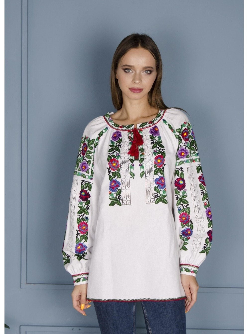 Handmade Ukrainian Vyshyvanka Blouse - Boho Embroidery from Ukraine