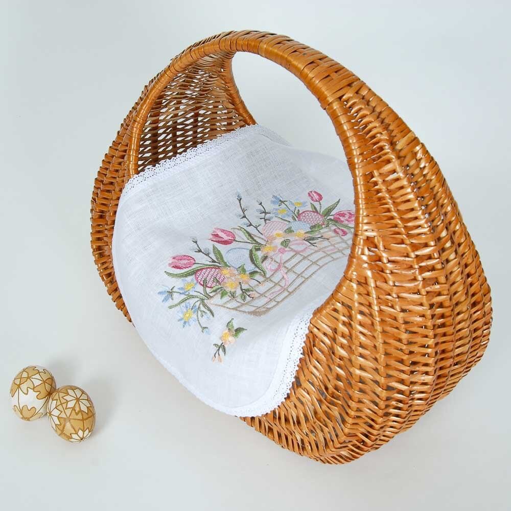 Embroidered White Linen Towel 37x25 cm - Ukrainian Napkin for Easter and Mother's Day