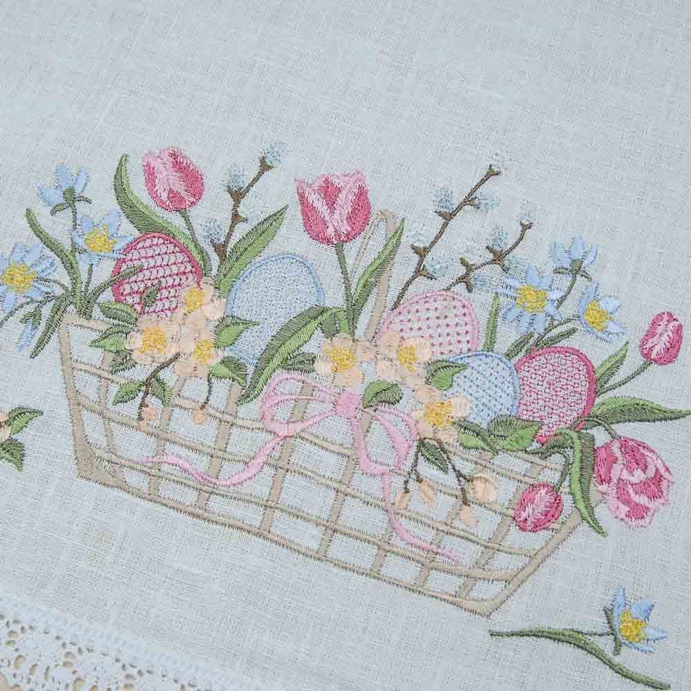 Embroidered White Linen Easter Napkin 37x25 cm - Ukrainian Design