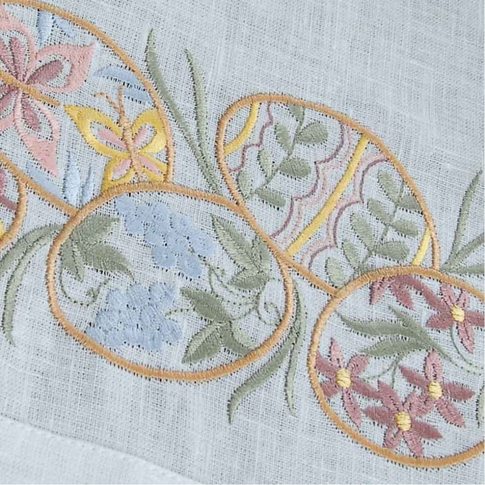 White Linen Tabletop 88x40cm with 4 Napkins - "Easter Mood" Ukrainian Embroidery