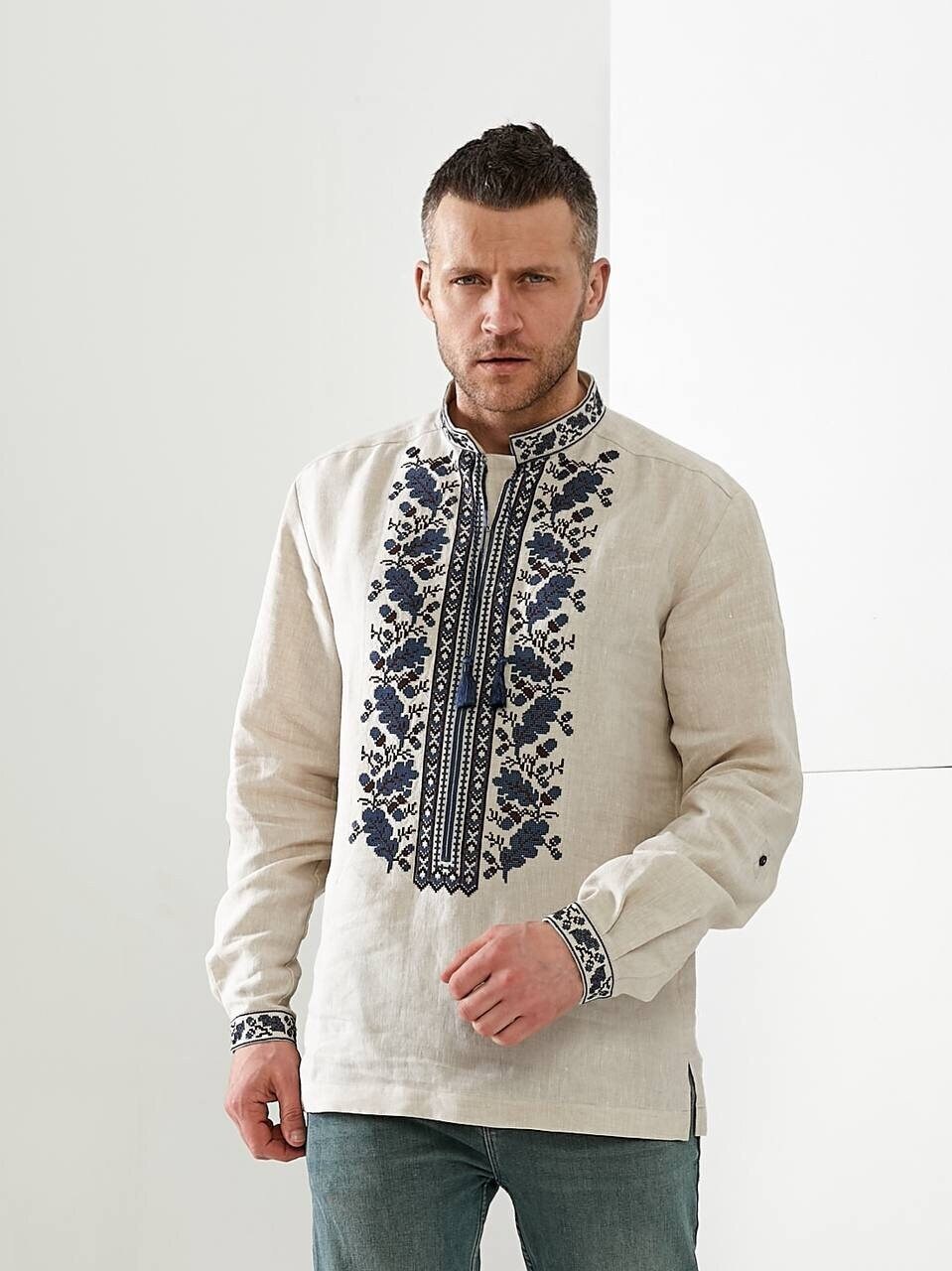 Embroidered Linen Vyshyvanka Shirt for Men - Traditional Ukrainian Style