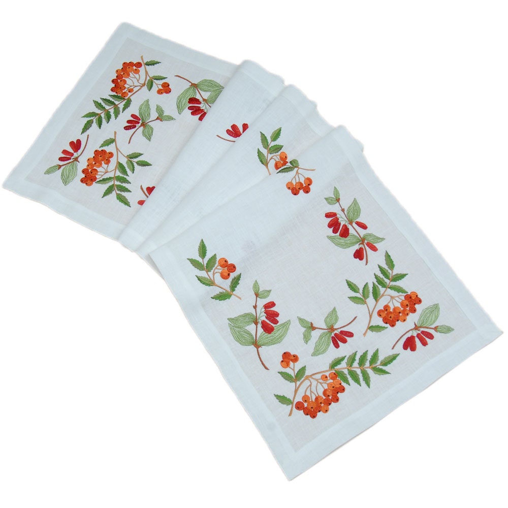 Rowan Dogwood Tablecloth Set 136x40cm with 4 Napkins - Embroidered Ukrainian Table Runner
