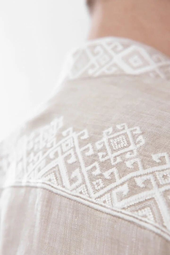 Ukrainian Linen Vyshyvanka Shirt for Men - Traditional Embroidered Easter Shirt