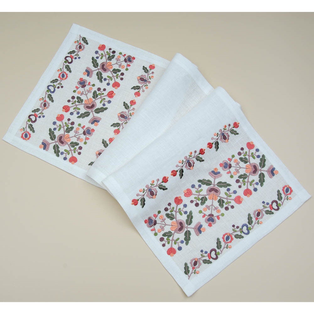 White Linen Tabletop 90x40 cm Yavoriv Modern Ukrainian Embroidery