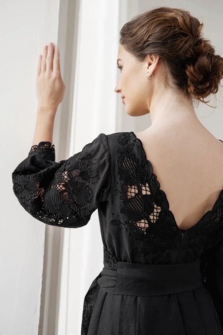 Ukrainian Embroidered Vyshyvanka Kaftan Dress - Boho Style