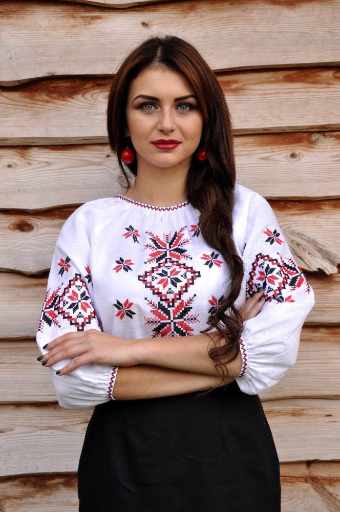 Ukrainian Vyshyvanka Blouse - Embroidered Women's Shirt