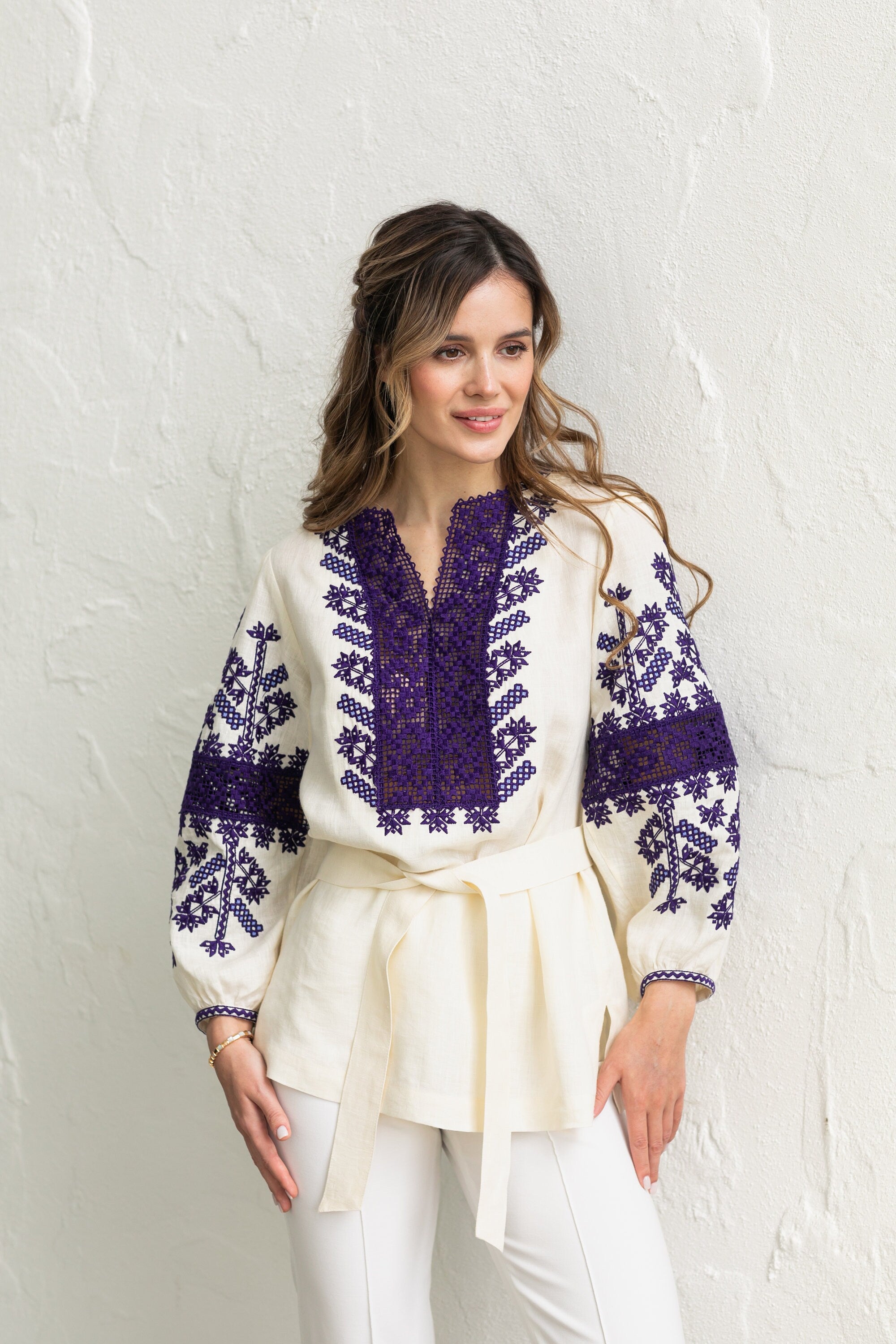 Ukrainian Embroidered Vyshyvanka Blouse - Boho Folk Style
