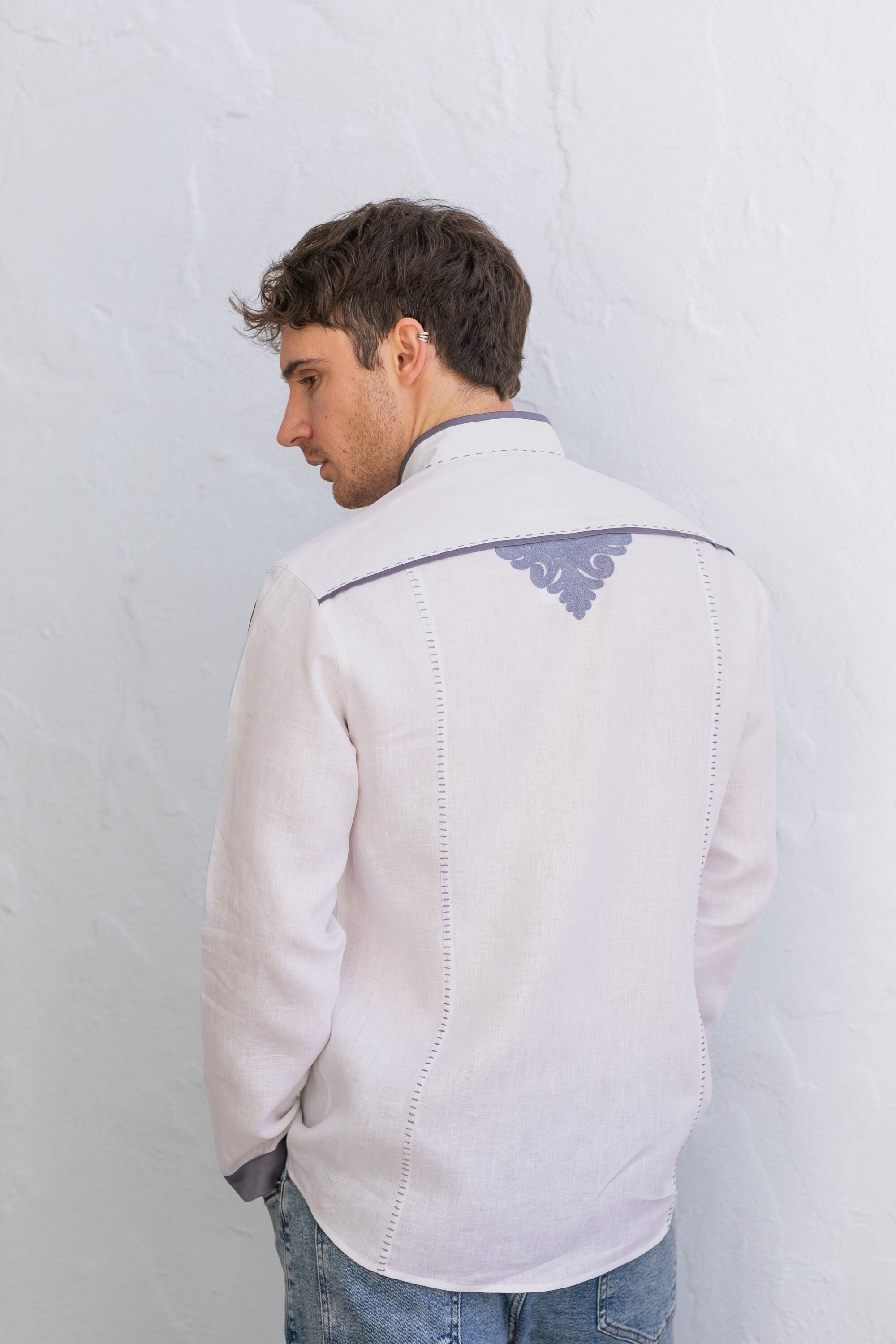 Men's Ukrainian Linen Embroidered Shirt - Traditional Design from Ukraine