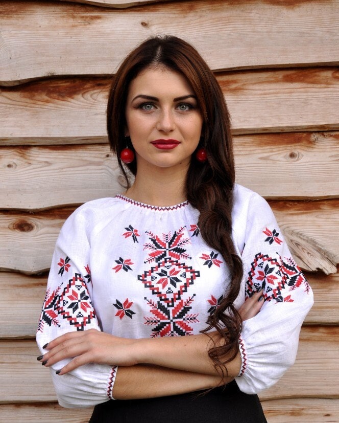Ukrainian Vyshyvanka Blouse - Embroidered Women's Shirt