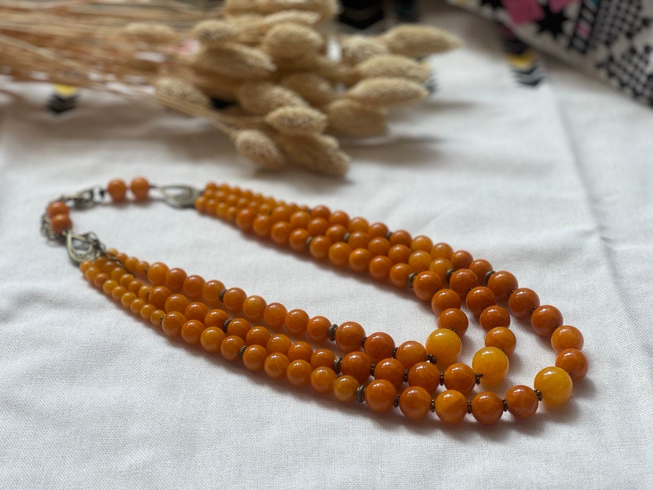 Yellow Onyx Ukrainian Necklace | Handmade Ethnic Statement Jewelry