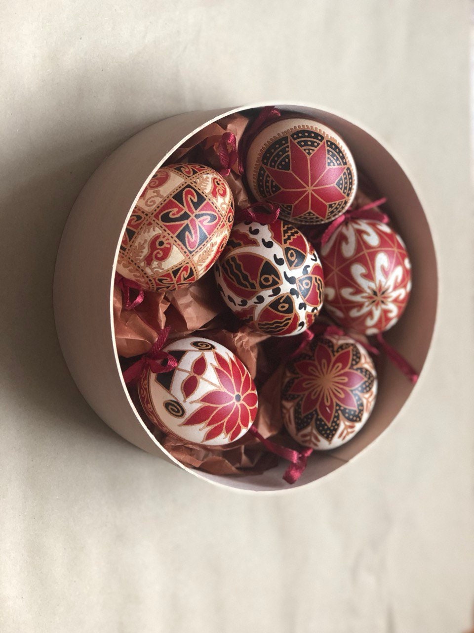 Set of 6 Handcrafted Ukrainian Pysanky Eggs for Easter