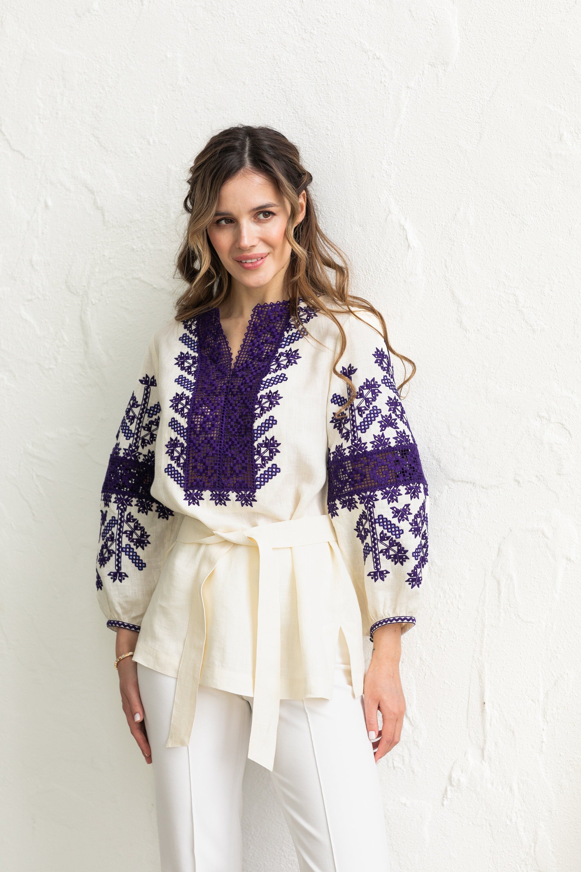 Ukrainian Embroidered Vyshyvanka Blouse - Boho Folk Style