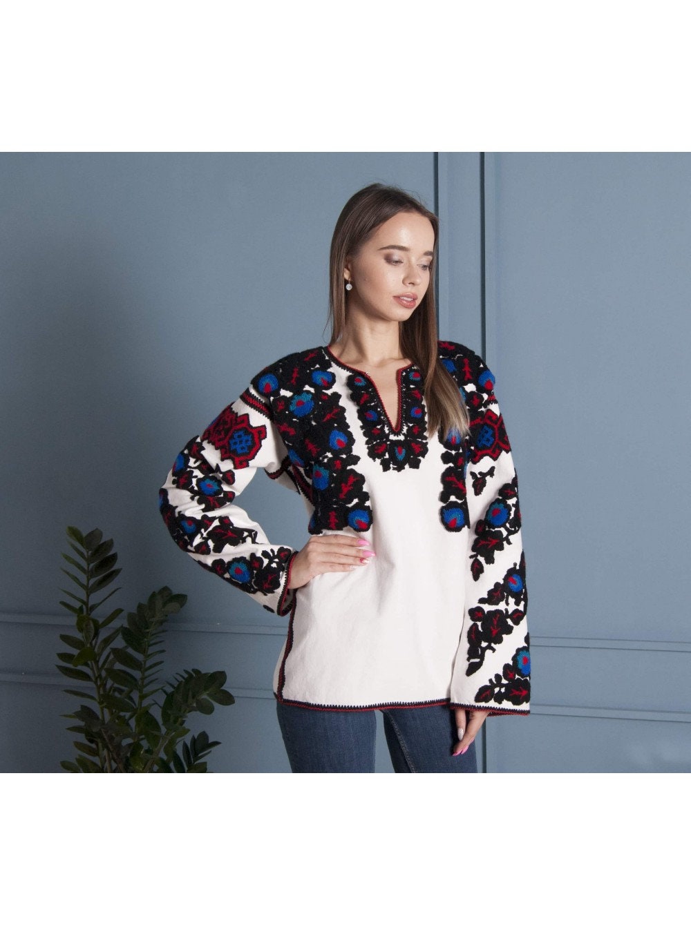 Handmade Ukrainian Vyshyvanka Embroidered Blouse for Women – Mother's Day Special