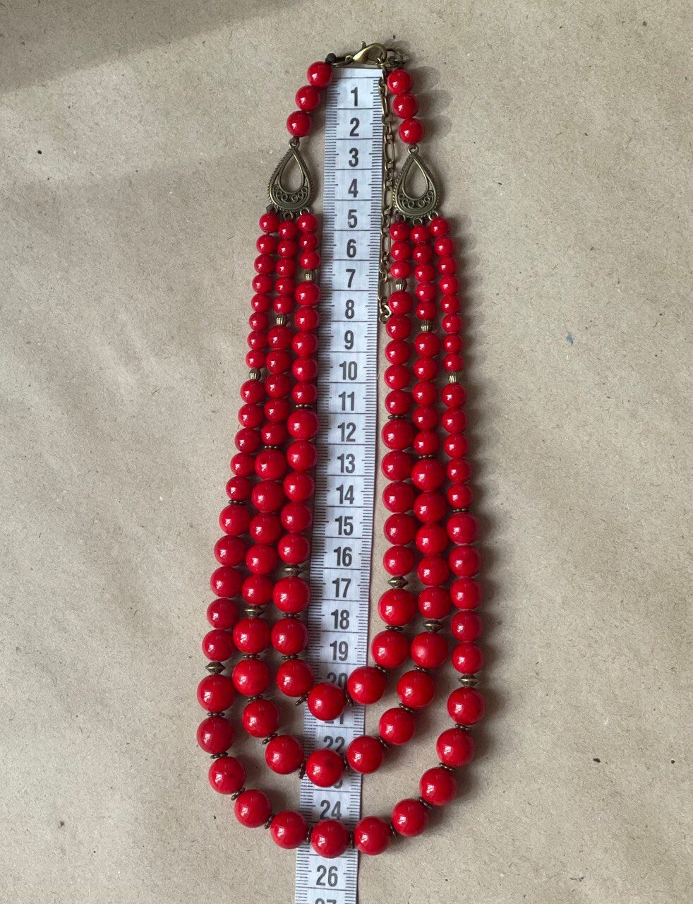 Natural Pressed Coral Red Necklace - Ukrainian Ethnic Accessory