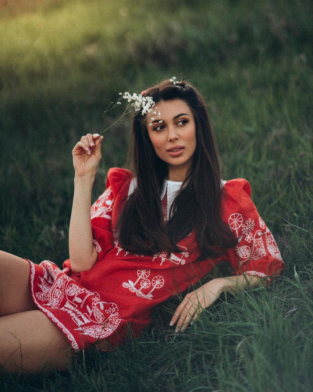 RED Linen Wedding Dress | Ukrainian Vyshyvanka | Boho Style