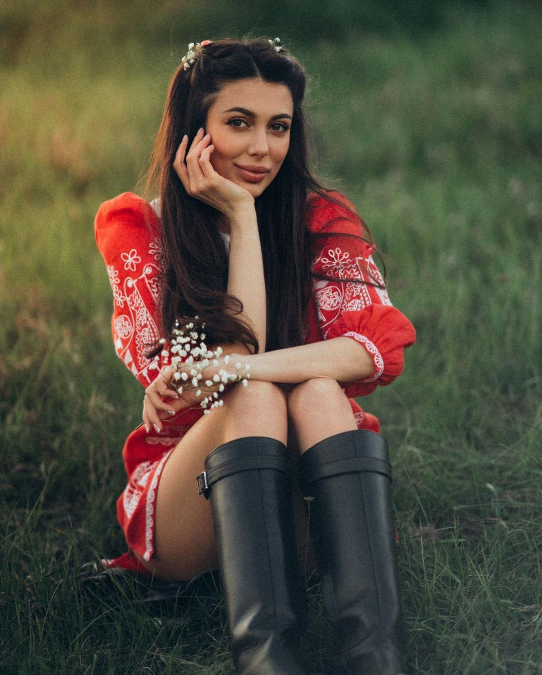 RED Linen Wedding Dress | Ukrainian Vyshyvanka | Boho Style