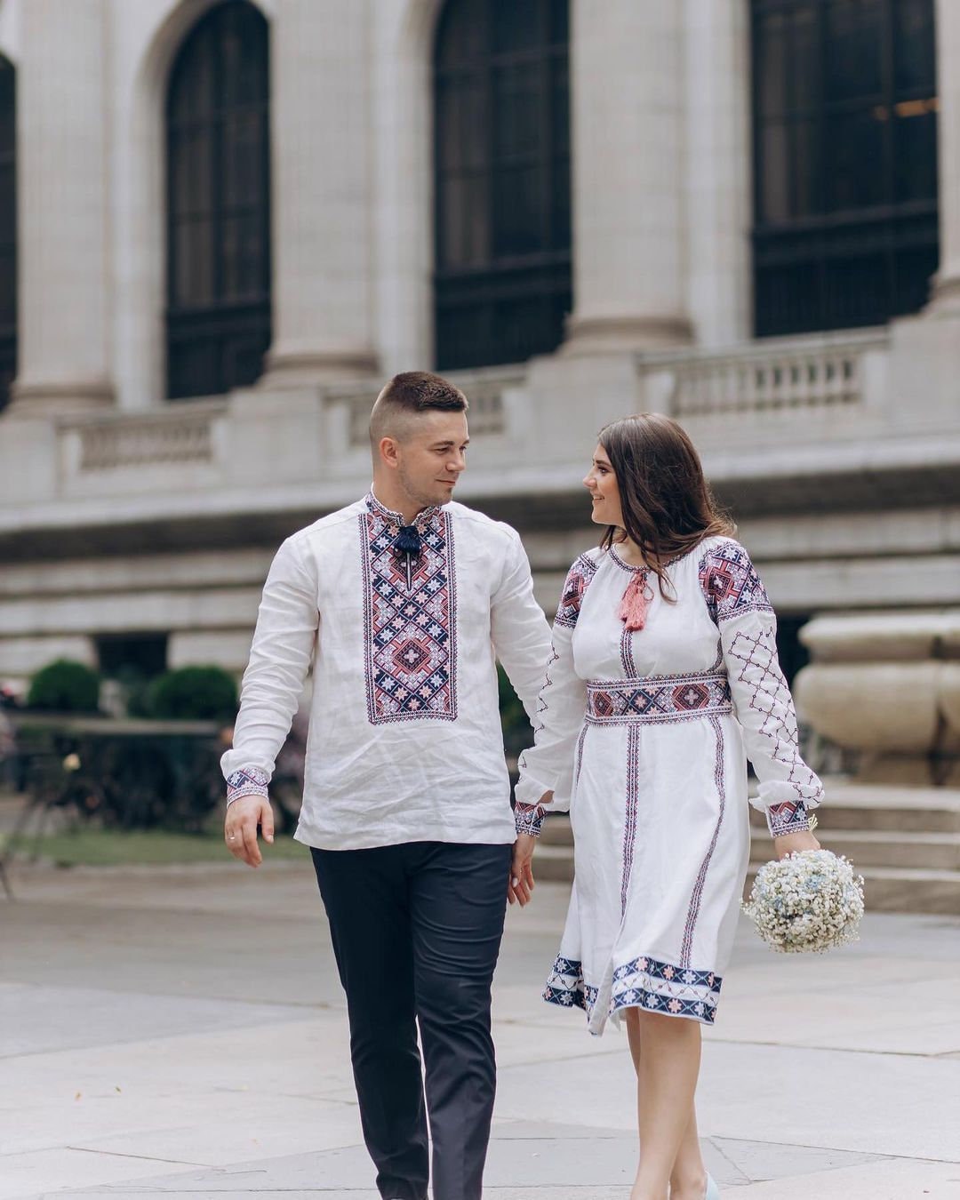 Linen WHITE Embroidered Dress with Embroidery Ukrainian Vyshyvanka Dress Dress Ethnic Caftan Boho style Wedding Gift for Her
